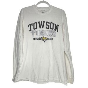 Jansport Towson Tigers Long Sleeve Shirt Mens Large White University Graphic Tee